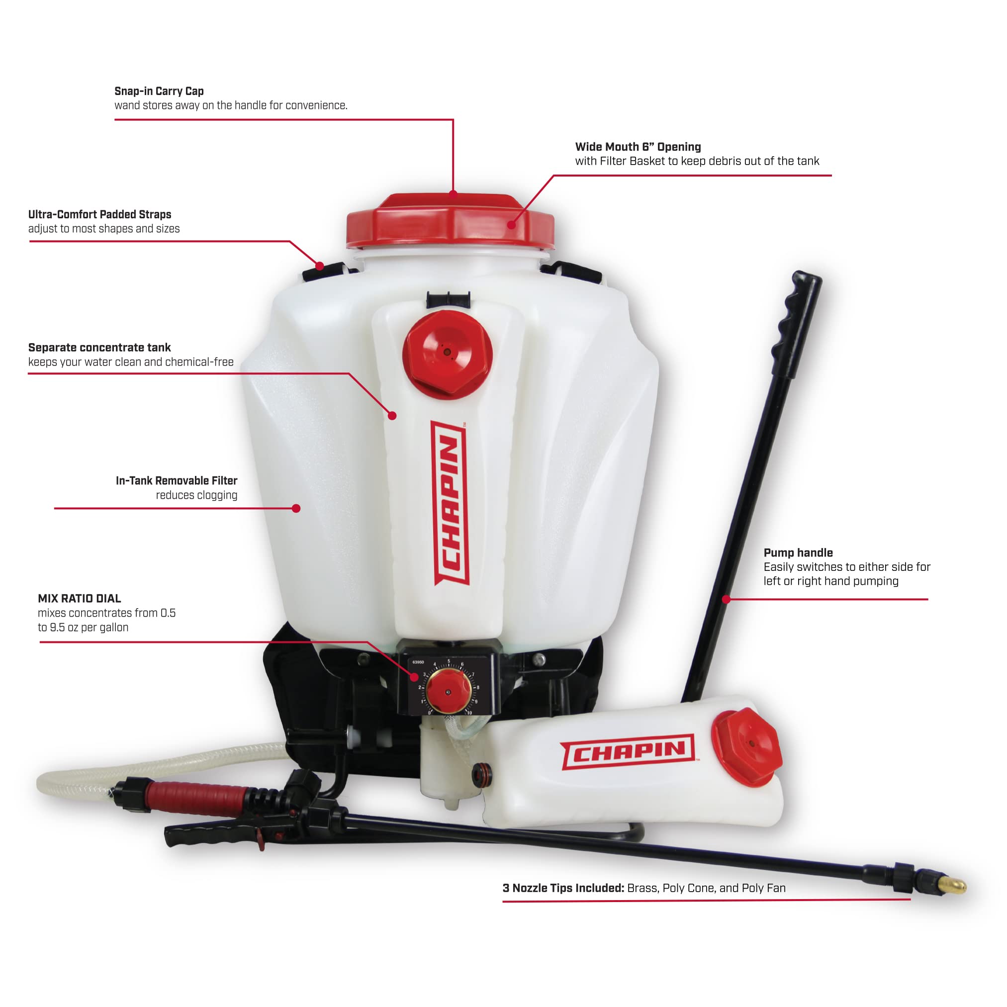 Chapin International 63950, 4-Gallon Mixes on Exit, Professional Backpack Sprayer, Separate Water and Chemical Tanks, 4-Gallon, Translucent White - Image 3