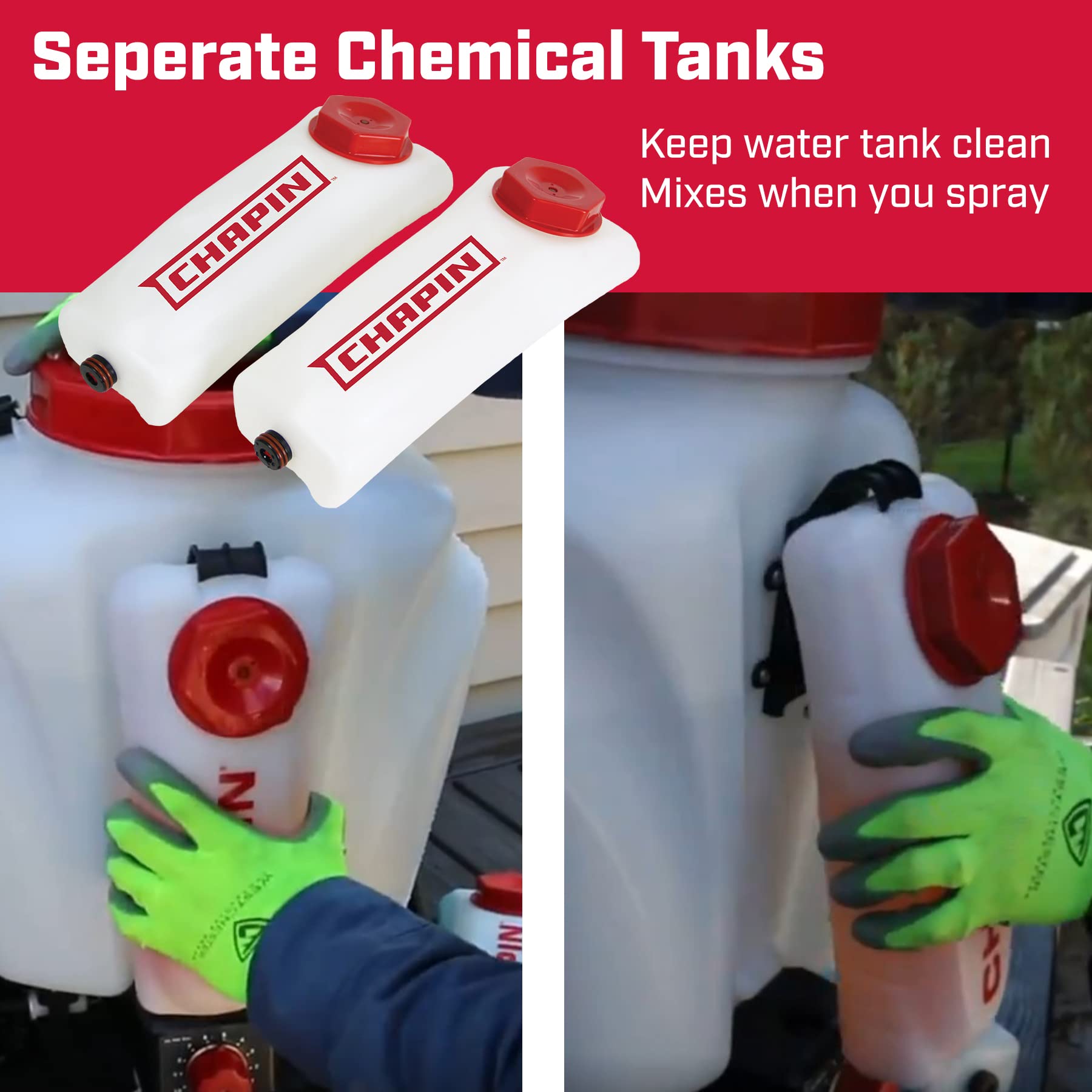 Chapin International 63950, 4-Gallon Mixes on Exit, Professional Backpack Sprayer, Separate Water and Chemical Tanks, 4-Gallon, Translucent White - Image 4